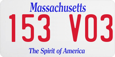 MA license plate 153VO3