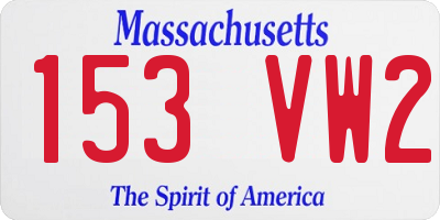 MA license plate 153VW2