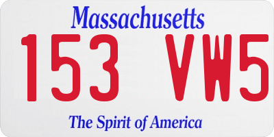 MA license plate 153VW5