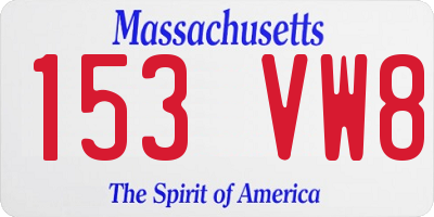 MA license plate 153VW8