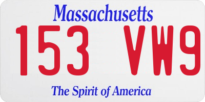 MA license plate 153VW9