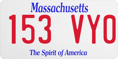 MA license plate 153VY0