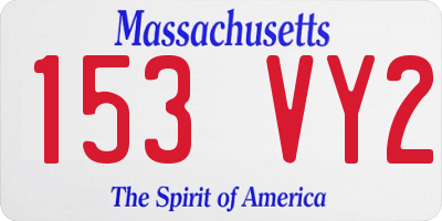 MA license plate 153VY2