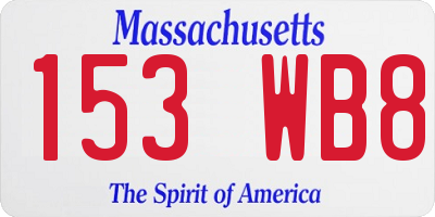 MA license plate 153WB8