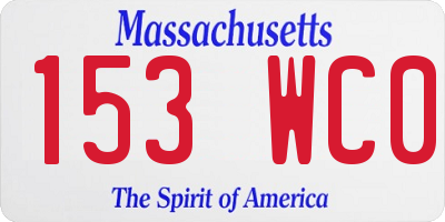 MA license plate 153WC0