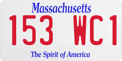 MA license plate 153WC1