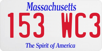 MA license plate 153WC3