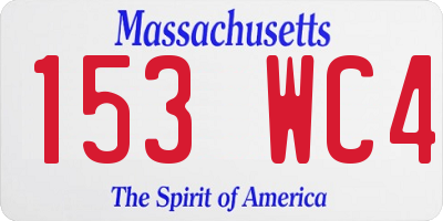 MA license plate 153WC4