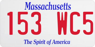 MA license plate 153WC5
