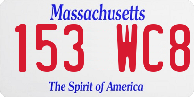 MA license plate 153WC8