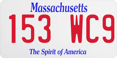 MA license plate 153WC9