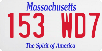 MA license plate 153WD7