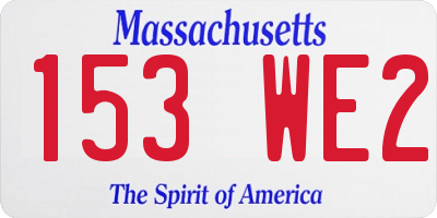 MA license plate 153WE2