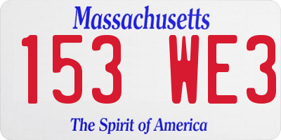 MA license plate 153WE3