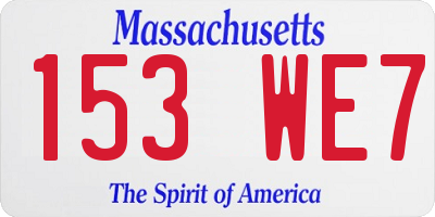 MA license plate 153WE7