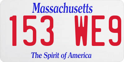 MA license plate 153WE9