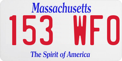 MA license plate 153WF0