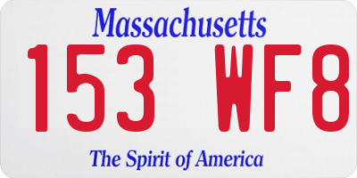 MA license plate 153WF8