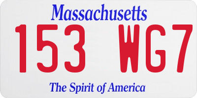 MA license plate 153WG7