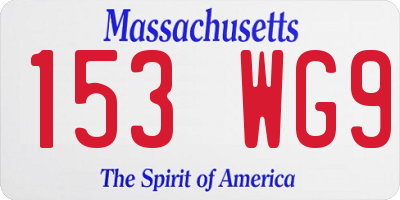 MA license plate 153WG9