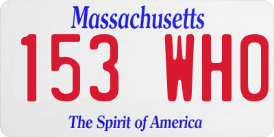 MA license plate 153WH0