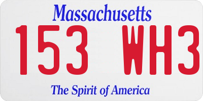 MA license plate 153WH3