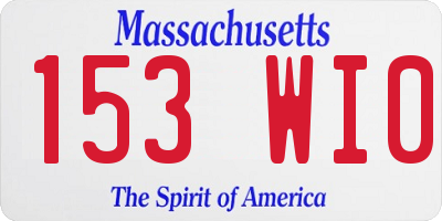 MA license plate 153WI0