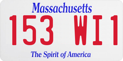 MA license plate 153WI1