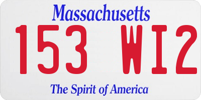 MA license plate 153WI2