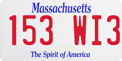 MA license plate 153WI3