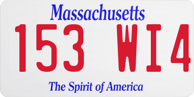 MA license plate 153WI4