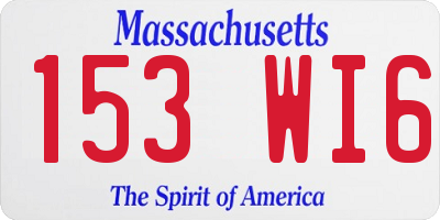 MA license plate 153WI6