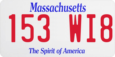 MA license plate 153WI8