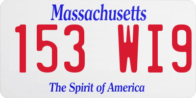 MA license plate 153WI9