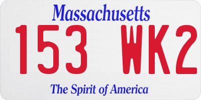 MA license plate 153WK2