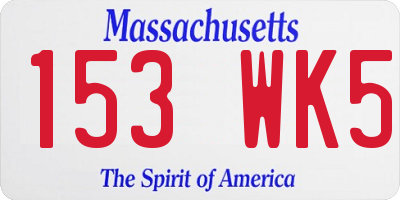 MA license plate 153WK5