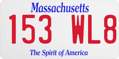 MA license plate 153WL8