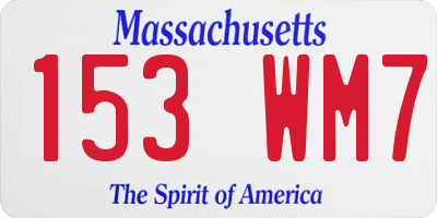 MA license plate 153WM7