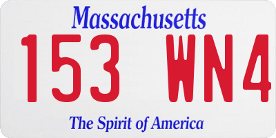 MA license plate 153WN4