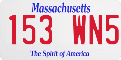 MA license plate 153WN5
