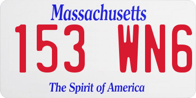 MA license plate 153WN6