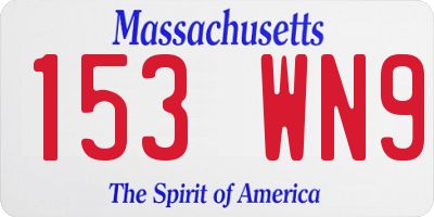 MA license plate 153WN9