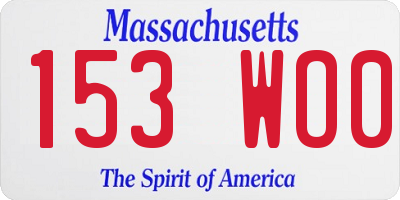 MA license plate 153WO0