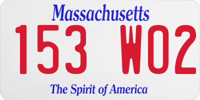 MA license plate 153WO2