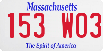 MA license plate 153WO3