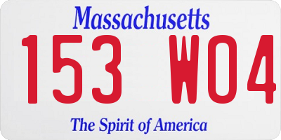 MA license plate 153WO4