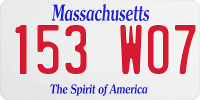 MA license plate 153WO7