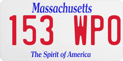 MA license plate 153WP0