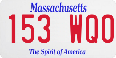 MA license plate 153WQ0