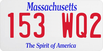 MA license plate 153WQ2